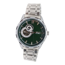 Orologio elegante uomo automatico quadrante verde riserva di carica zaffiro bicolore