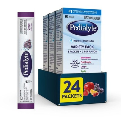 Pedialyte Electrolyte Powder, Hydration Drink for 24 Count, Blue and White