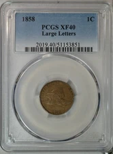 1858 Flying Eagle cent, Large Letters, PCGS XF40