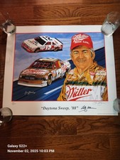 Bobby Allison Autographed Sam Bass Lithograph SIGNED DAYTONA SWEEP.
