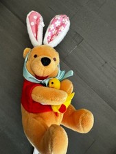 Disney Store Easter Pooh Winnie the Pooh Plush Holding Duckling with Bunny Ears
