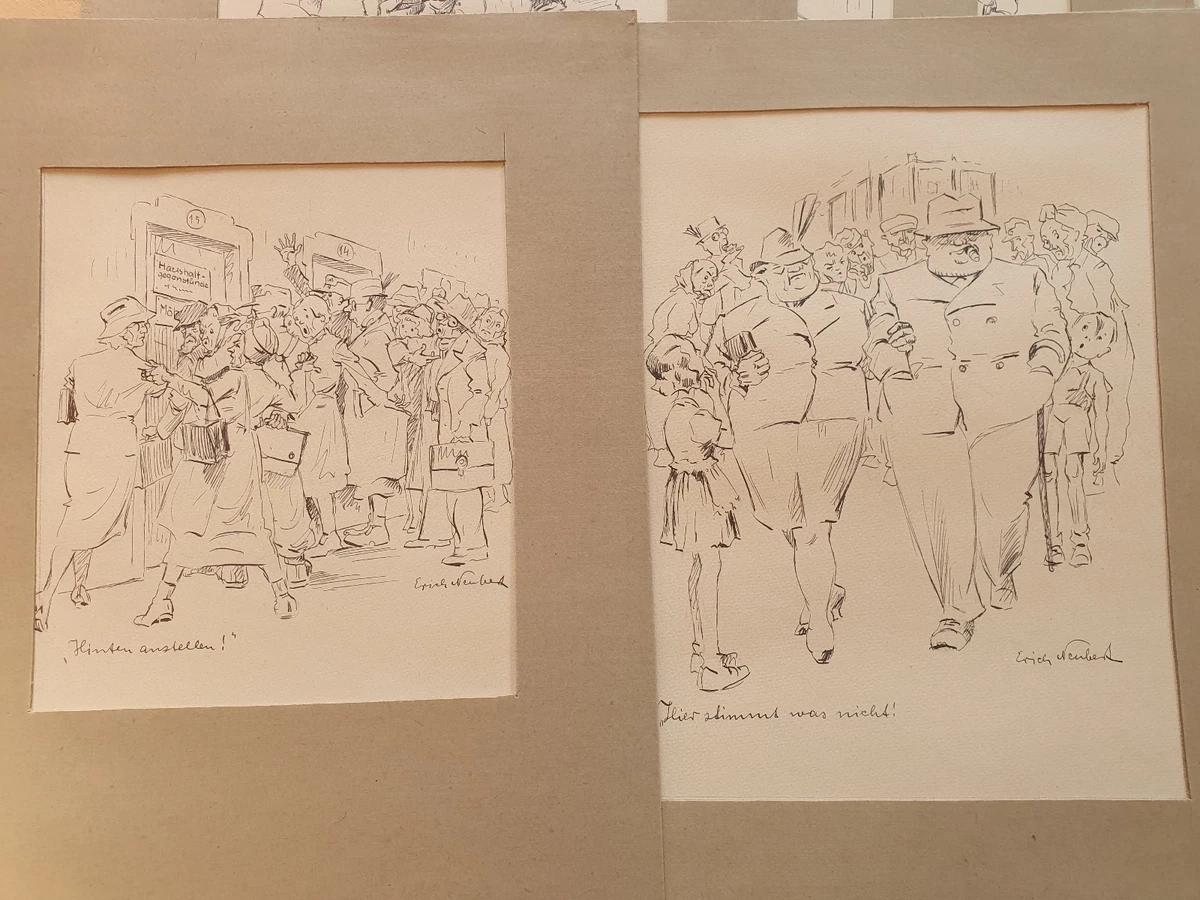 Erich NEUBERT: 17 orig.- Federzeichnungen, 1946 Grosz, Gulbransson