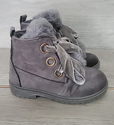 Mädchen Winter Stiefeletten Herbst Stiefel UK 12 EUR 30 Grau Schnürung Komfort Freizeit