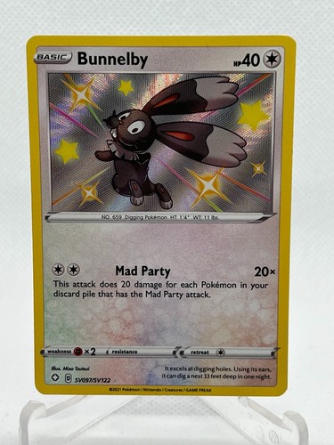 Pokemon Bunnelby SV097/SV122 Shining Fates Shiny Vault Holo NM