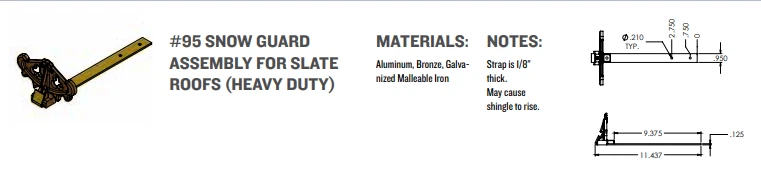 Lote de (7) Nuevo Berger Bros. #95 Resistente Techo Snow Guard Galv. Pájaro de nieve Foto 4 de 4