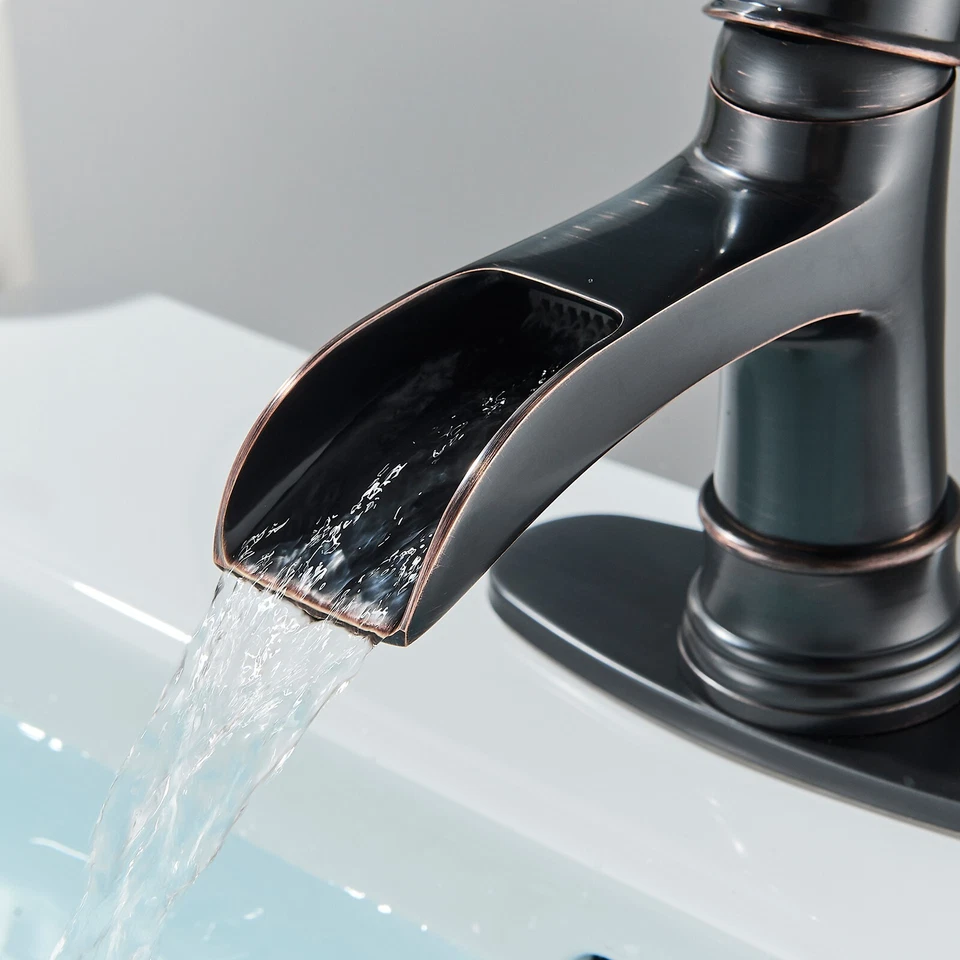 Oil Rubbed Bronze Bathroom Sink Faucet 1Hole Vanity Basin Mixer Tap Pop up Drain - Image 4 of 4