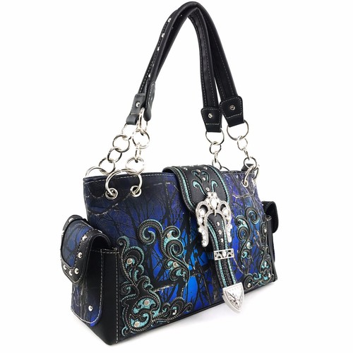 Justin West Camouflage Western Camo Rhinestone Buckle Conceal Carry Purse Wallet - Picture 23 of 116