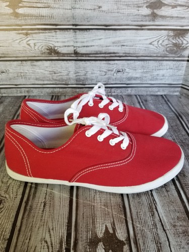 Scarpe da tennis American Eagle sneakers tela giovanili taglia 6 rosso bianco suole lacci - Foto 5 di 10