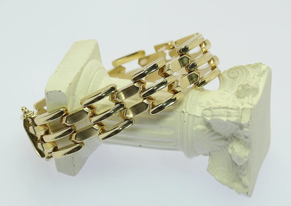 Backstein Variation Armband in 14 kt 14k 585 er Gelb Gold Länge 17,5 cm Armreif