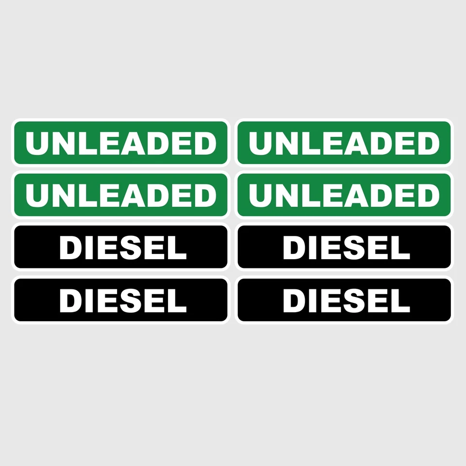 8 x UNLEADED & DIESEL Stickers Printed Label Fuel Petrol Pump Car Cap Reminder