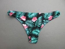Young  Reckless Size S Womens Black/Green Floral Bikini Bottom 1C
