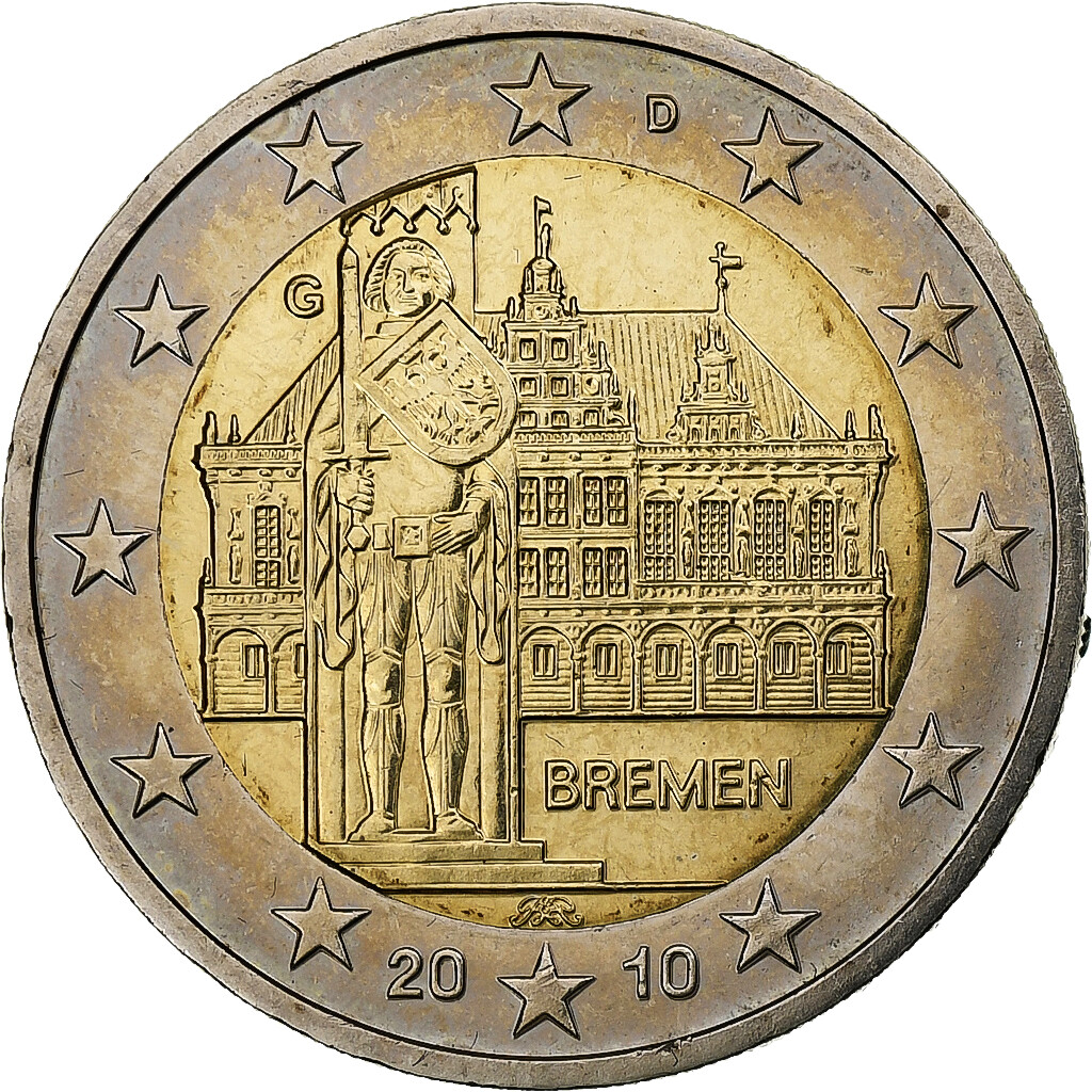 1285179] Germany, 2 Euro, Bremen, 2010, Karlsruhe, Bi-Metallic, MS