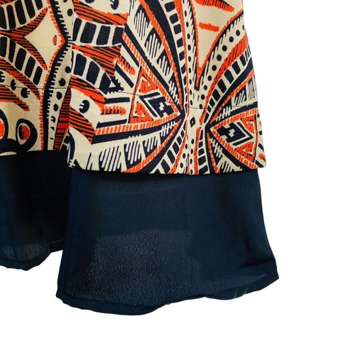 Collective Concepts Women Top Blue Orange Spaghetti Straps Blouse - Picture 5 of 9
