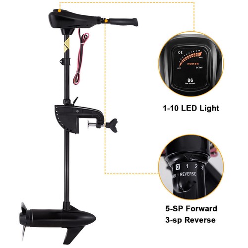New 86 lbs Freshwater Transom Mounted Trolling Motor 36" Shaft - Picture 5 of 9