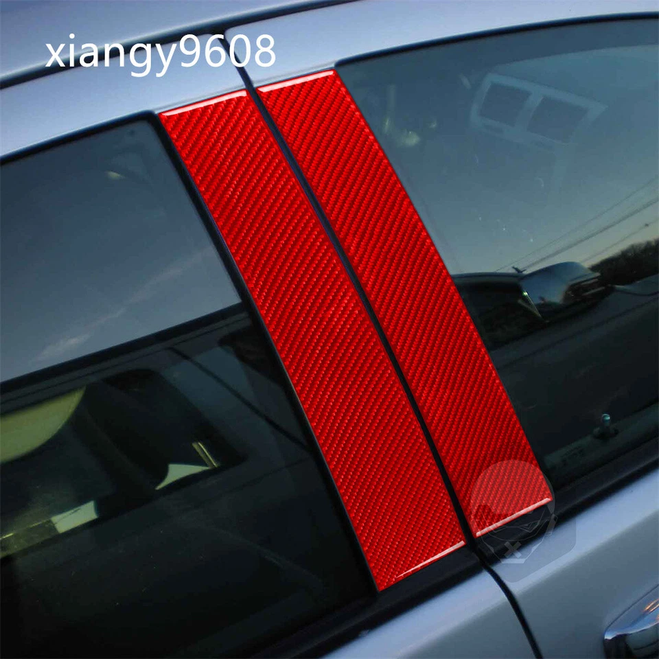 4×Red Carbon Fiber Window B Pillar Post Panel Cover For Dodge Avenger 2008-2014 - Image 3 of 4