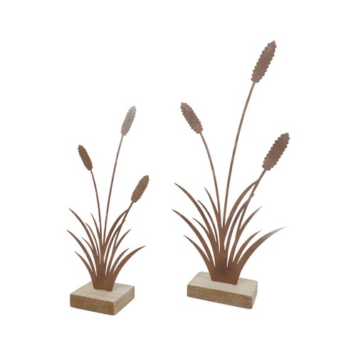 2x Willow & Silk Rustic Bulrush 30.5cm/23cm Table/Shelf/Room Decor/Ornaments - Picture 2 of 5