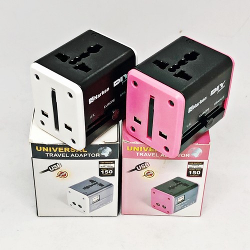 International Travel Adapter Universal W/Pouch Worldwide USB Charger EU US AU UK - Picture 2 of 31