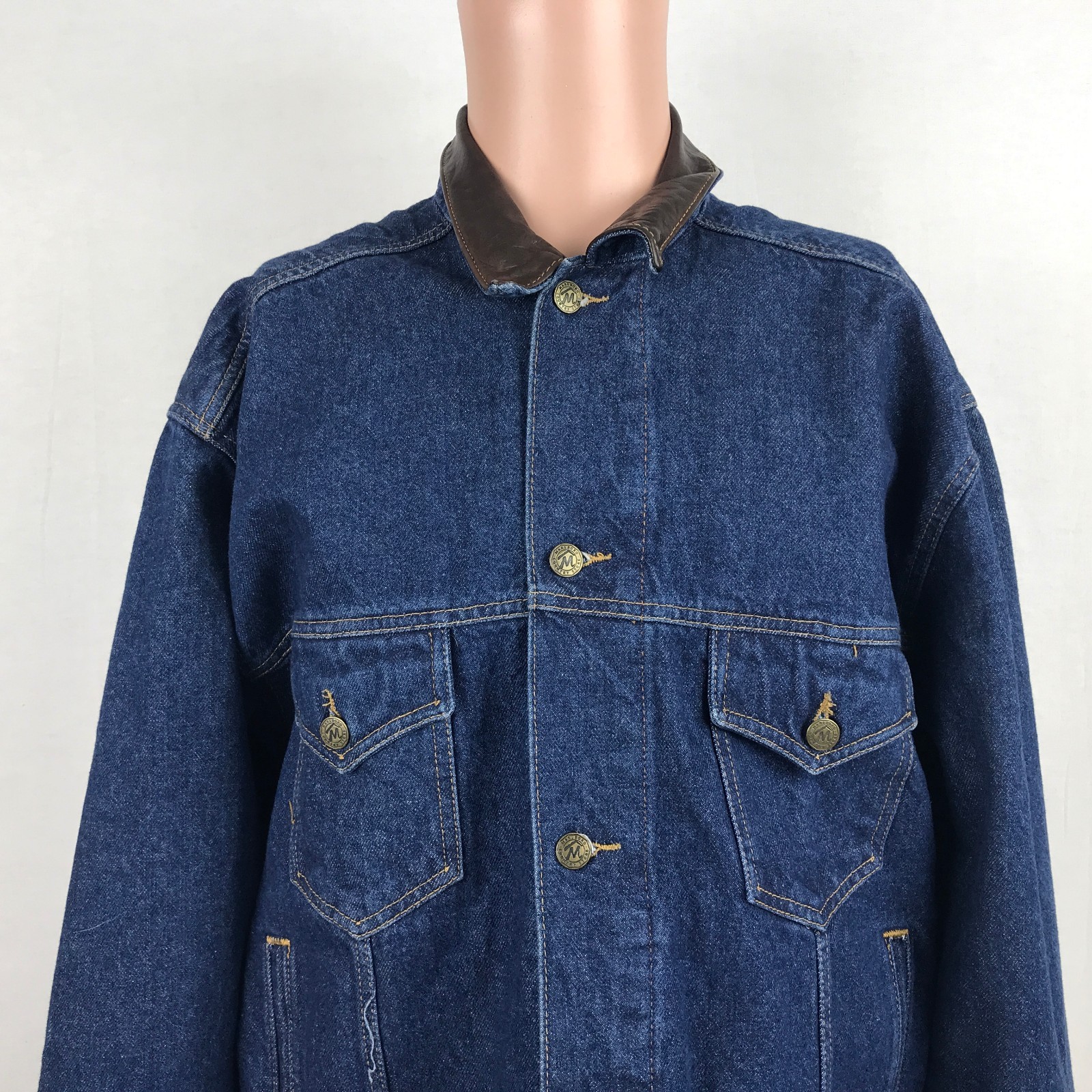 VTG 80s USA MARLBORO COUNTRY STORE DENIM CHORE RODEO JACKET ROCKABILLY 44” L