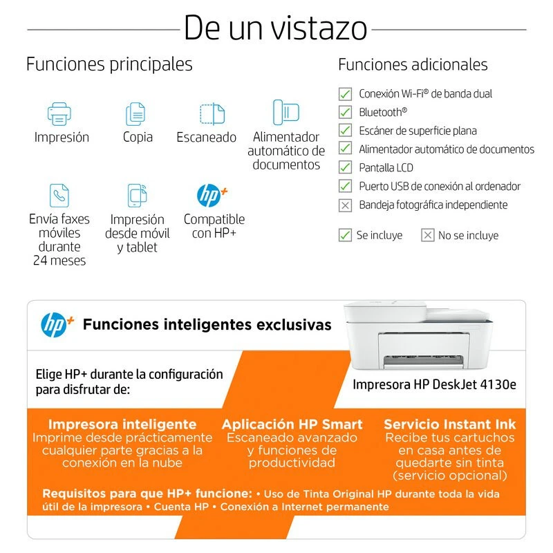 Impresora HP DeskJet 4130e Multifunción WIFI Color Dúplex **Embalaje dañado** - Imagen 3 de 4