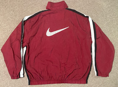 Vintage 90s Men's XXL 2XL Nike Big Swoosh Full Zip Windbreaker