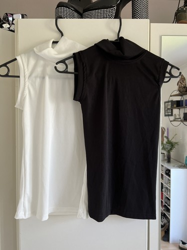 Damen Rollkragen Weste Slim Ärmellos Bauchfreies Top T-Shirt Gerippt Tank Dünn