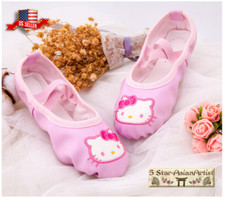 Soft Leather Ballet Dance Slipper Shoes Sole Hello Kitty Toddler Kids Girl