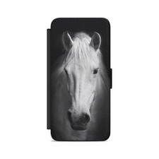 White Horse Wild Animal  Flip Wallet Phone Case for iPhone Models