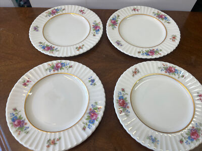 Vintage Set 4 Lenox Floral Flower Plate Crystal pavlova bread plates 6''
