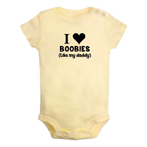 I Love Boobies Like My Daddy Print Baby Bodysuit Newborn Romper Toddler Jumpsuit - Foto 5 di 13