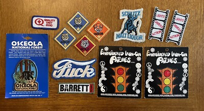 Vintage Patches Schlitz Boy Scouts Barrett Firearms Traffic Lights And More