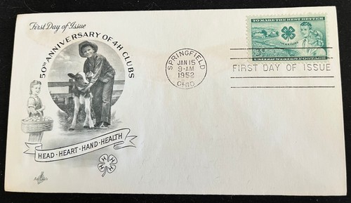 US FDC # 1005. 4H Club. Art Craft cachet. Unaddressed and Unsealed.