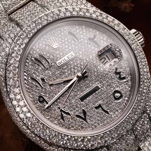 Rolex Datejust II Arabic Script Pave Diamond Dial Fully Iced Out 41mm SS Watch - 第 1/11 張圖片