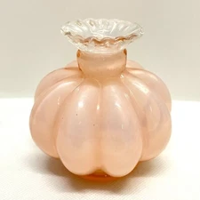 VTG Fenton Glass 1940s Perfume Bottle Pink Rose Silvercrest Melon NO Stopper
