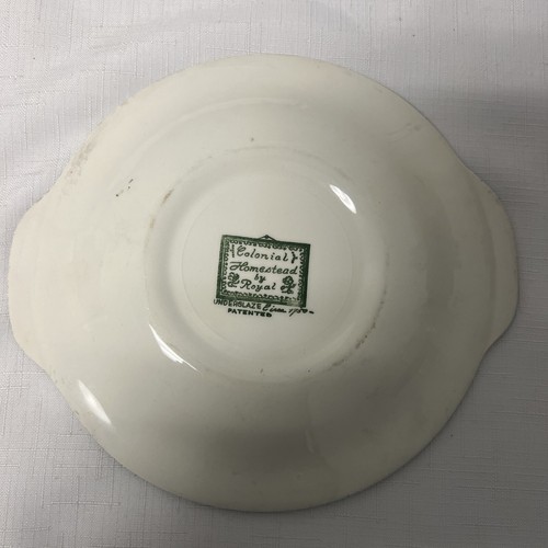 2 Colonial Homestead Vintage Handled Serving Plates Green by Royal China - Picture 7 of 7