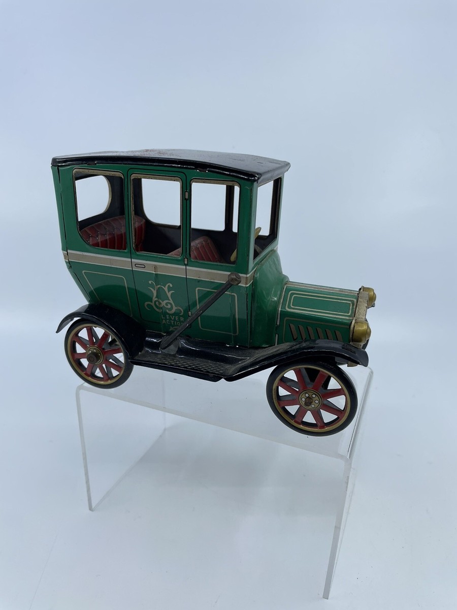 Vintage Modern Toys 451993 Green Lever Action Tin Car Made In Japan Rack