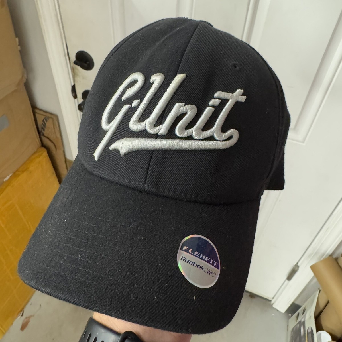 VTG Reebok G Unit 50 Cent Black Flexfit S/M Hat Cap Y2K Hip Hop