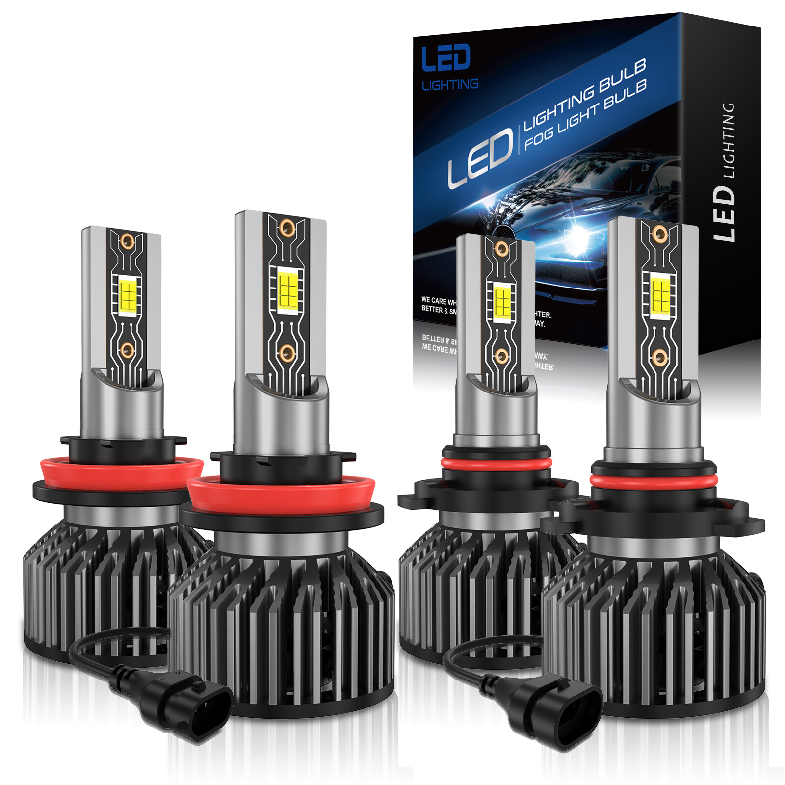 Auxiracer H11 9005 LED Headlights High Low Beam Bulbs 72000LM 6000K White Kit