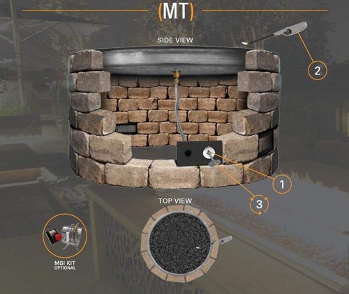 Firegear FPB-29RBSMT-N Match Light Gas Fire Pit Burner Kit, Round Bowl STAINLESS - Picture 2 of 3