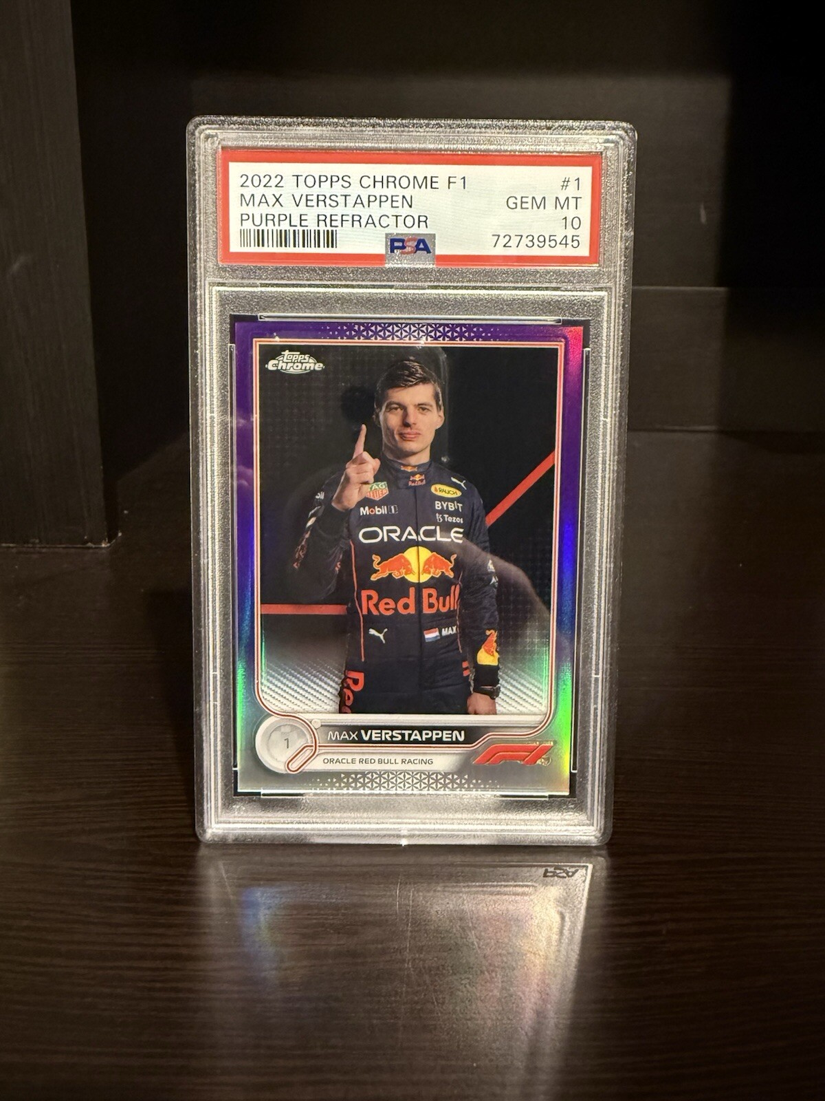 2022 Topps Chrome Formula 1 F1 Max Verstappen Purple Refractor/399 PSA 10