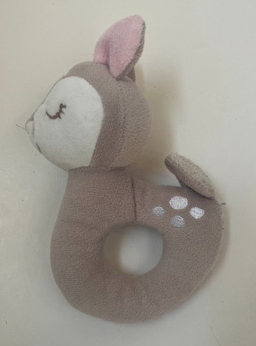 Mary Meyer Itzy Glitzy Fawn Deer Plush Baby Rattle Toy Handheld Round Circle