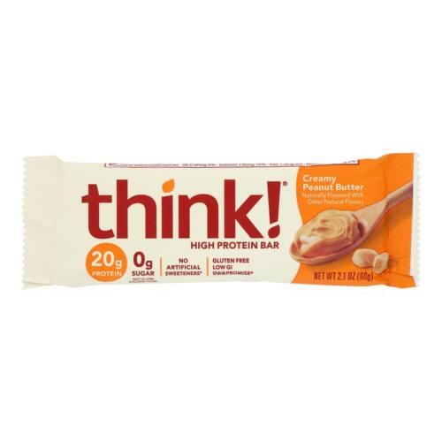 Think Products Thin Bar - beurre d'arachide crémeux 2,1 oz - Pack de 10 - Photo 1 sur 3