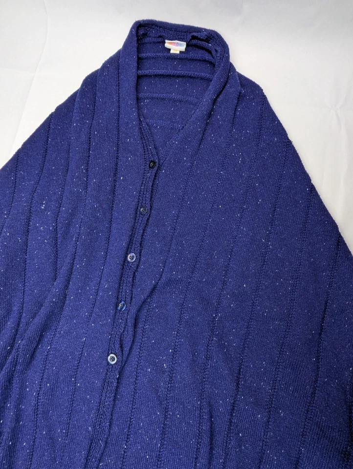 Lularoe Poncho Women One Size Button Front Shawl Cape Fringe Boho Sweater, Blue - Image 2 of 4