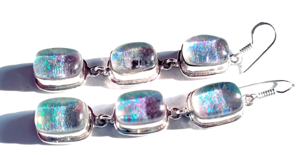 Triplets Opal Australian Gemstone 925 Sterling Silver Handmade Jewelry Earrings - Image 3 of 4