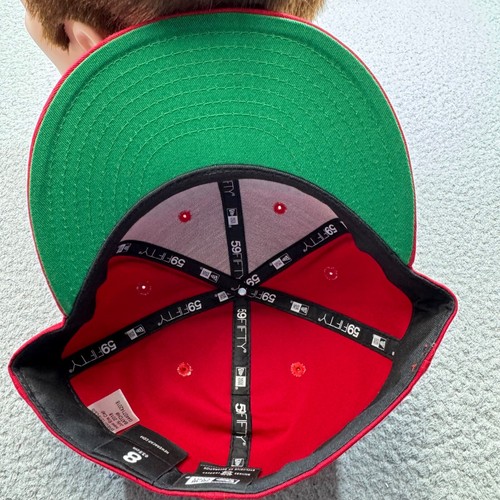 Billionaire Boys Club Hat Fitted 8 Red 59 Fifty New Era BBC Streetwear Spell Out - Picture 7 of 10