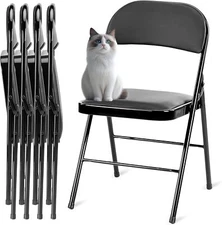 2/4 Pack Folding Chairs with Padded Cushion and Back Metal Frame Up to 350 Lbs