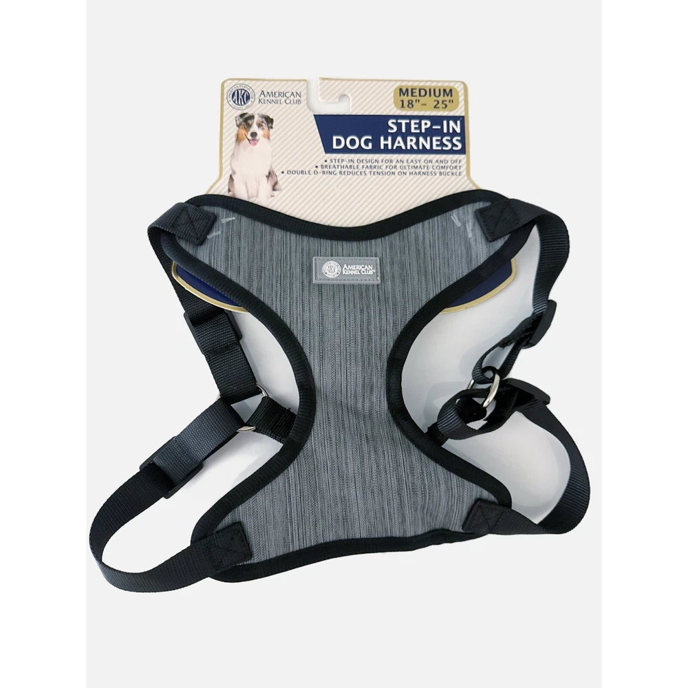 Dog Harness AKC Step-In Size Med 18”-25” Gray