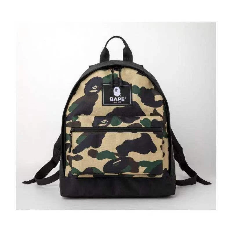 A Bathing Ape Green Layered Line Camo Shark Backpack in Black for Men