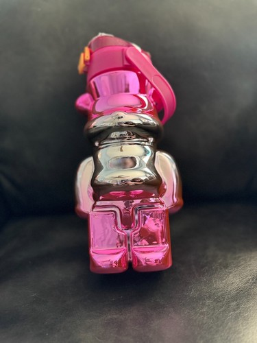 Bearbrick Pink Metalic Trinkflaschen (2 Stück - Lg & Sm; mit Strohhalm) Brandneu!!