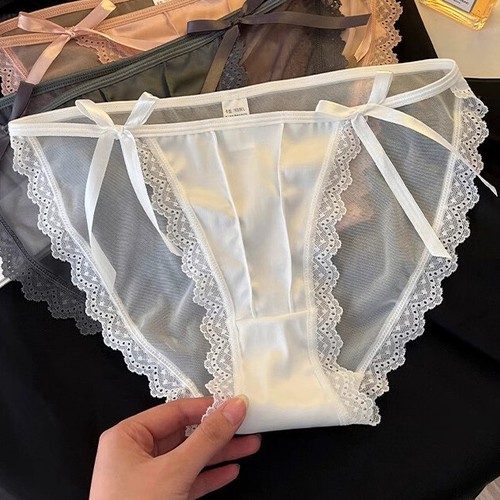 4 Pack Sexy Womens Satin Knickers Panties Underwear Sheer Lace French Lingeries - Picture 4 of 11