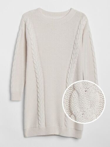 Gap Kids Ivory Cable-Knit Sweater Dress XS 4 5 $58 NWT - Picture 2 of 4